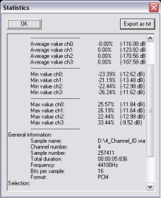 File statistics window in Wavosaur