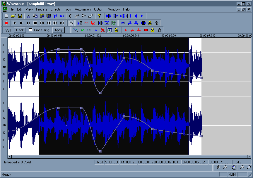 Automation curves in Wavosaur