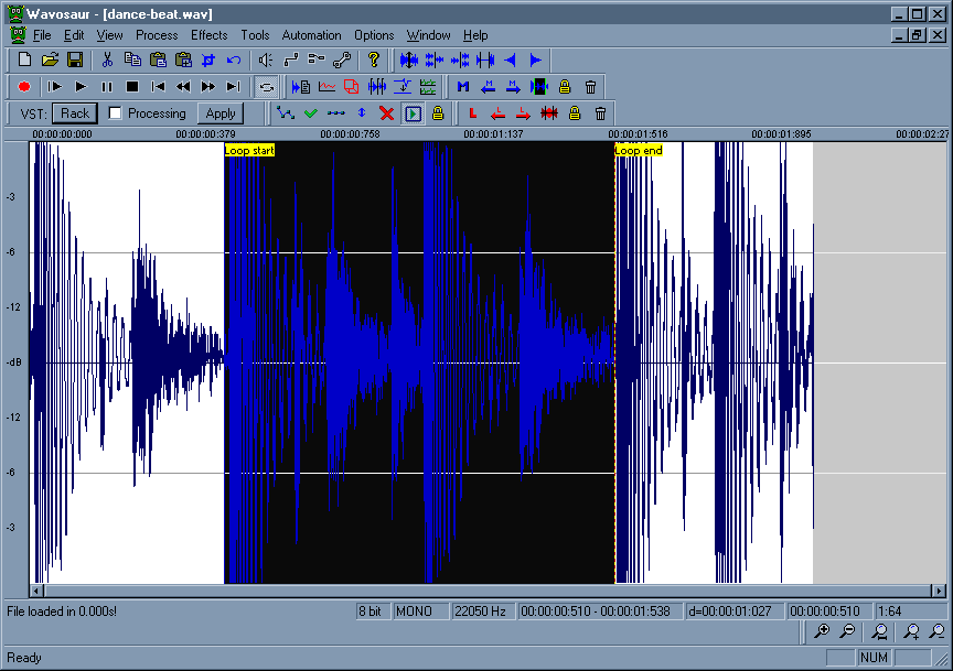 Loop points edition in Wavosaur